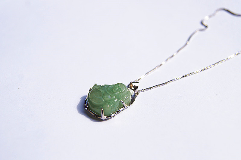 Handmade 925 silver inlaid jade Buddha pendant, green jade necklace pendant, best gift.