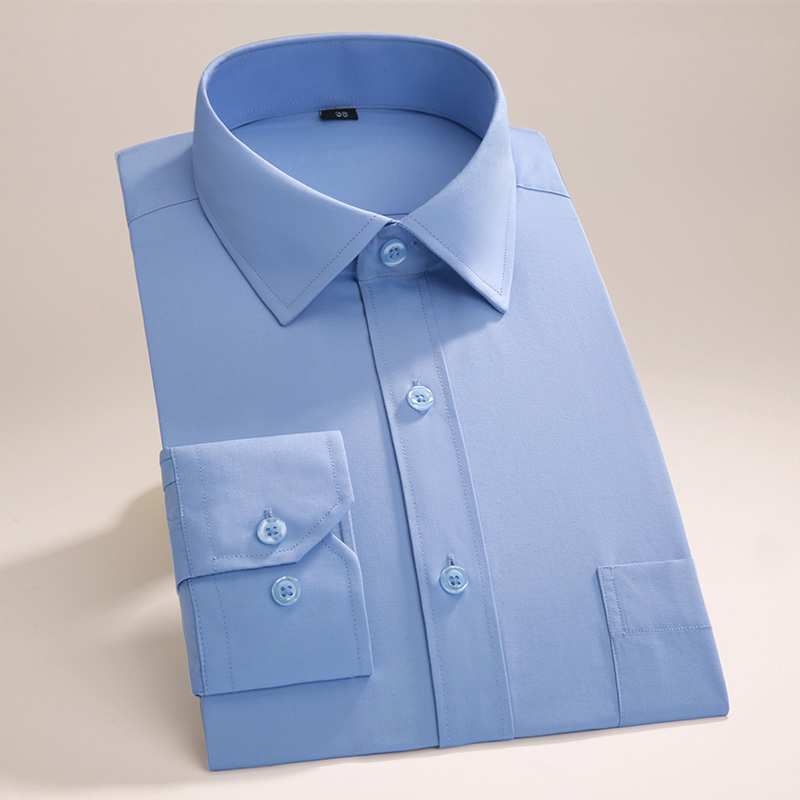 Wholesale- Spring&Autumn High Quality Men's Square Collar Dress Shirts Formal Shirts For Men Solid Color Classic Styles Work Wear
