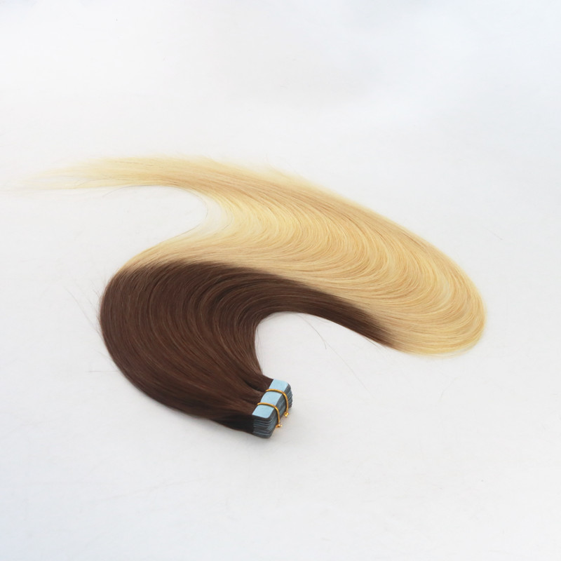 Ombre Color #4#613 Tape in Human Hair Extensions Seamless Virgin Human Hair Skin Weft Slik Straight Tape on Extension 100g Per Piece