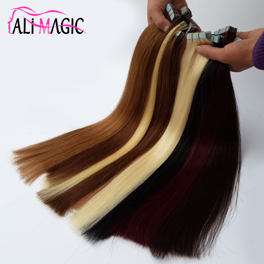 tape hair extensions VIP customer customization Platinum Blonde color 28inch 100g