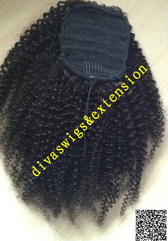 100% Virgin Human Hair Ponytail kinky curly Human 1b Drawstring Ponytail Virgin Hair Ponytail Clip In Ponytails Human Hair