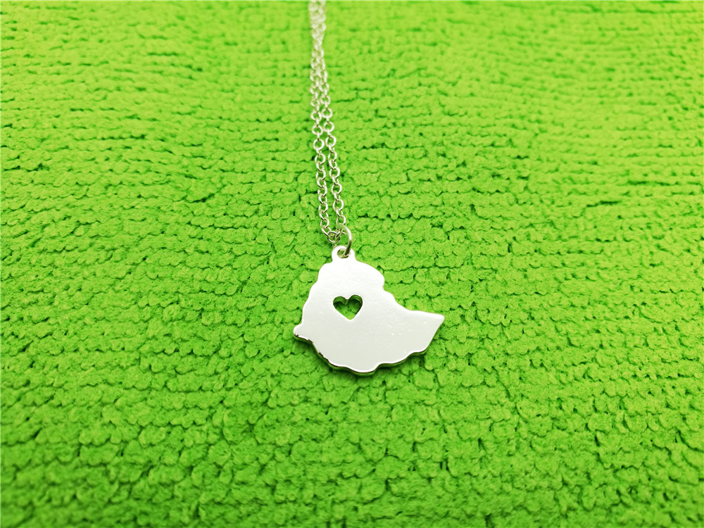 10PCS African Country Map Ethiopia Necklace Pendant Ethiopian Pride I Heart Love Capital of Ethiopia Addis Ababa City Necklaces for Souvenir