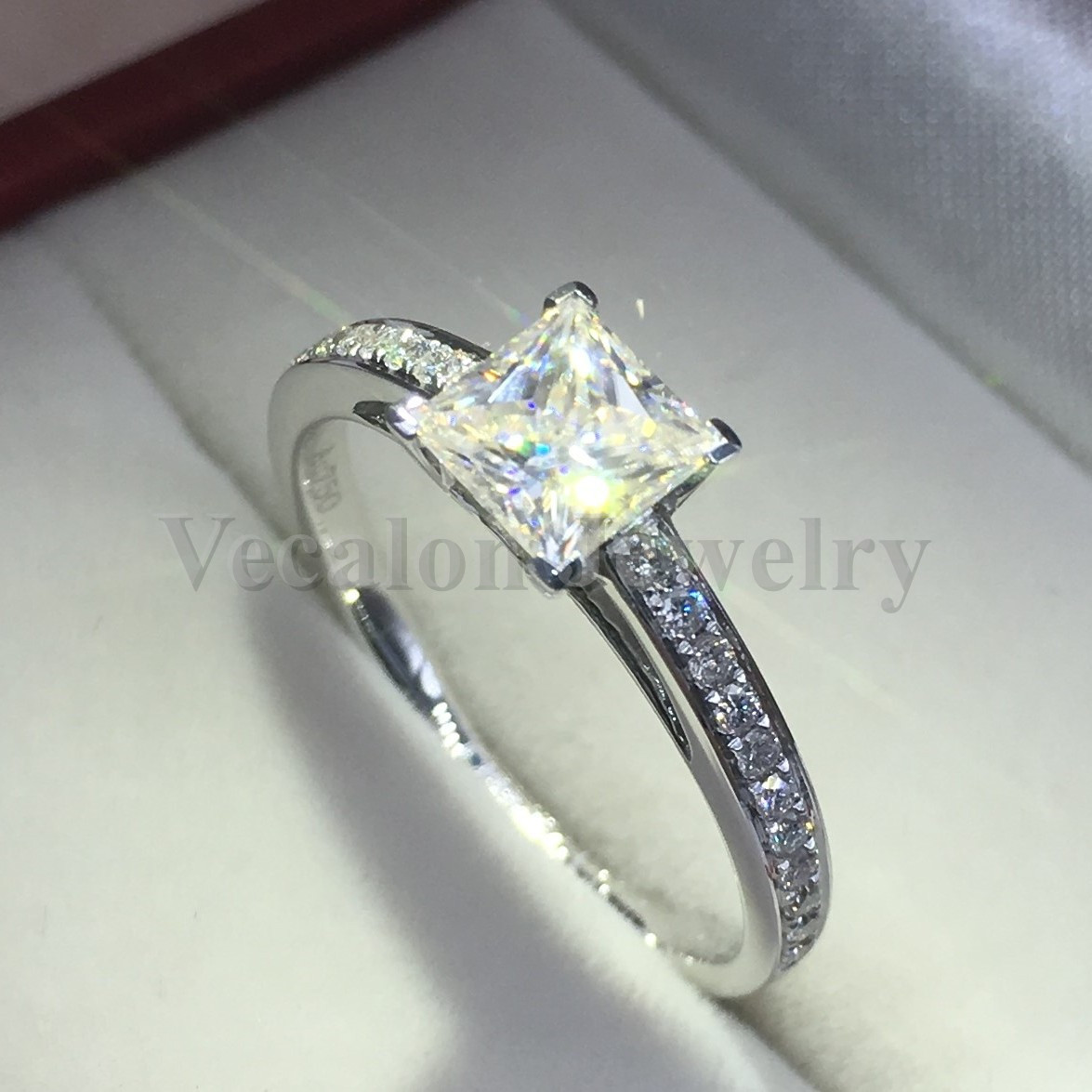 Vecalon Fashion Jewelry Women ring Princess cut 2ct diamond Cz 925 Sterling Silver Female Engagement wedding Band ring
