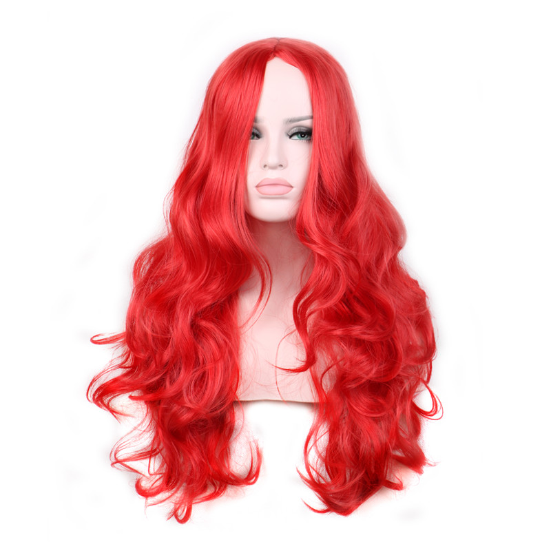 WoodFestival ladies red black blonde wig curly synthetic wigs women fiber hair realistic long wavy wig cosplay