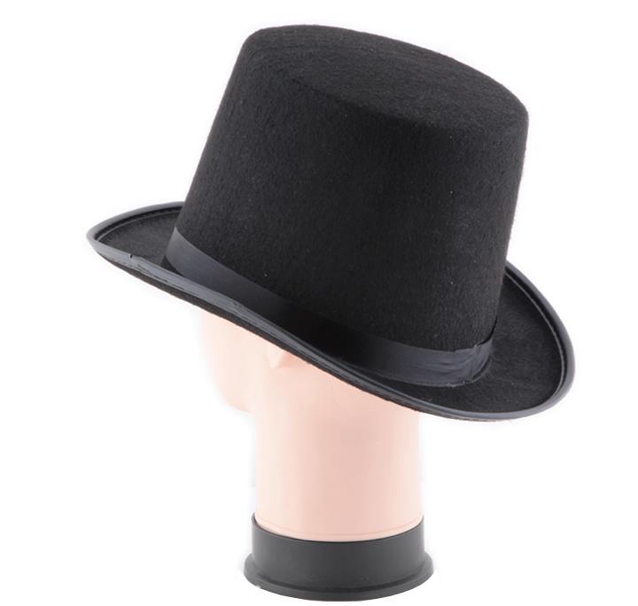 Black Satin Felt top hat magician gentleman adult 20039S costume tuxedo victorian cap Halloween Christmas party Fancy Dress Top1604852