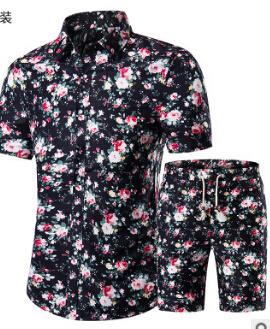 Summer Men Shirts Shorts Set Casual Printed Hawaiian Fashion Shirt Homme Short Male Printing Dress Suit Sets Plus Size