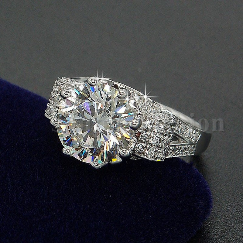 Wholesale Jewelry Victoria Wieck 925 Sterling Silver White Topaz Simulated Diamond CZ Wedding Engagement Finger Women Men Ring Gift Sz5-11