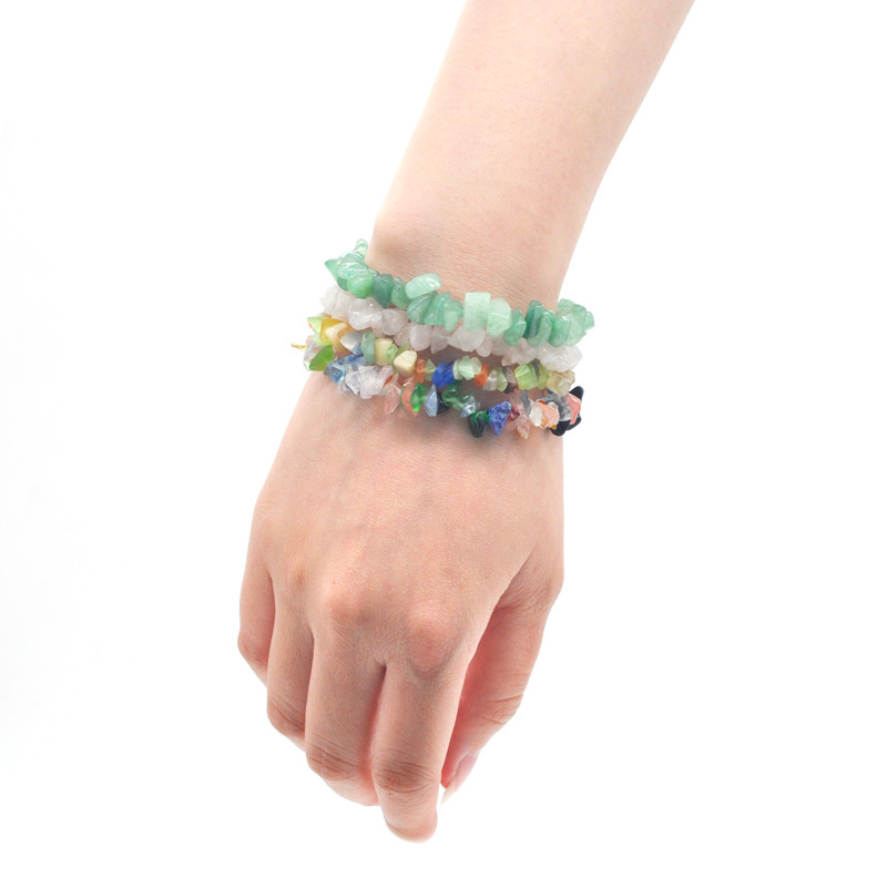 24pc Summer Natural Stone Bracelets Crystal Bracelet Bangles Quartz Gravel Crystal Beads Jewelry Bracelet Men And Women