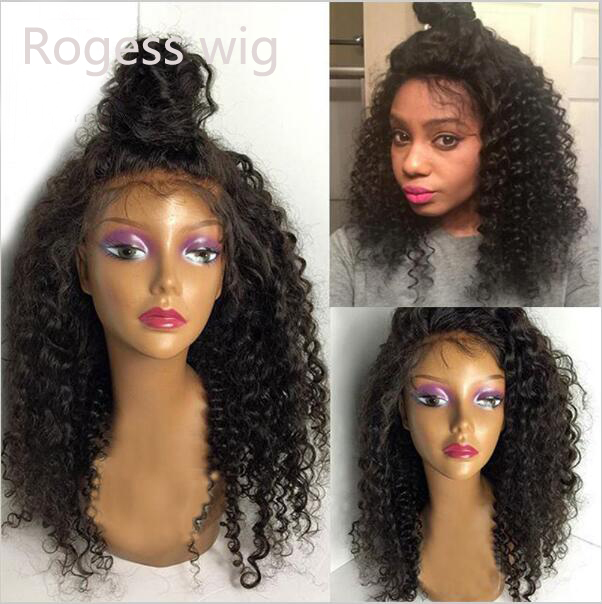 New Womens Fashion Deep Curly Wig Frontl Lace Human Hair Wigs With Baby Hair