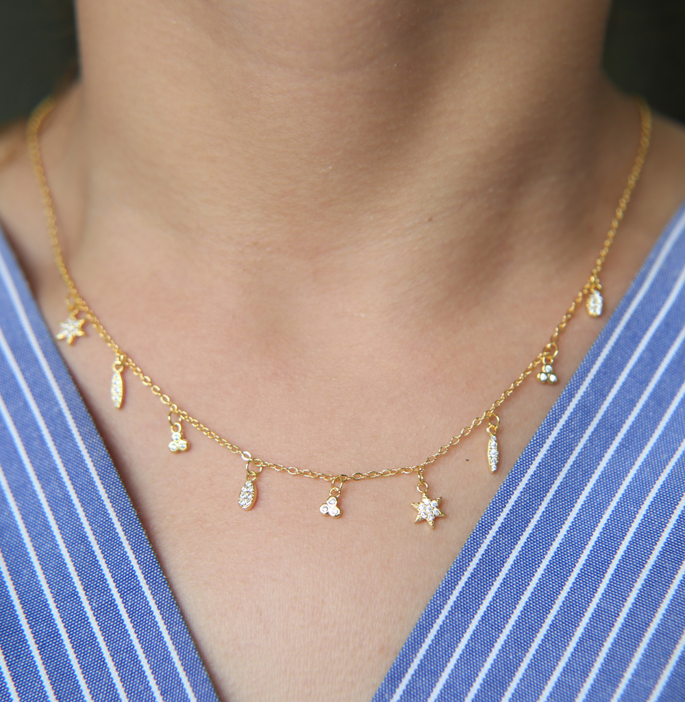 factory fashion jewelry wholesale cute bar cz drop charm statement necklaces women design for layer sexy trendy delicate necklace