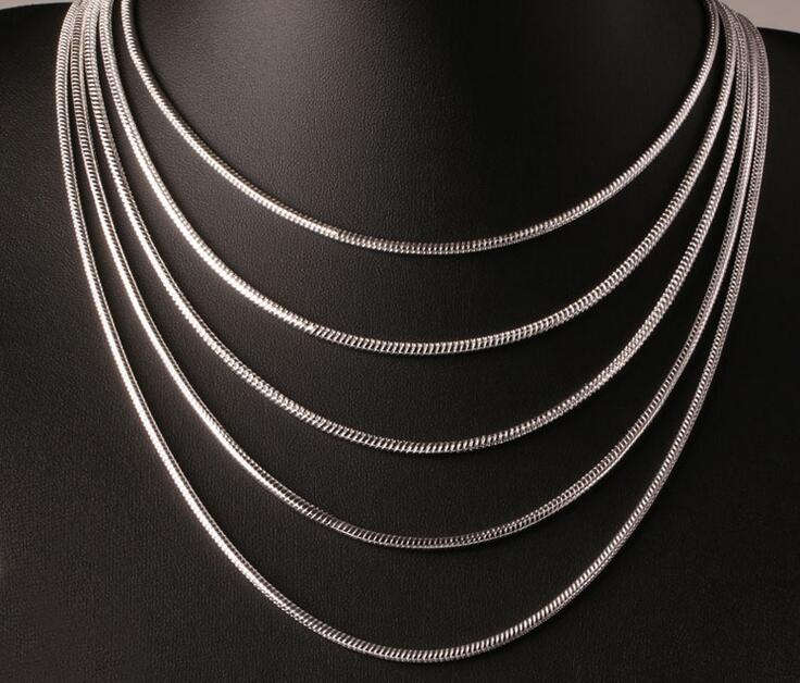 50cm Men's necklace jewelry 3mm long size option 925 sterling silver long necklace snake chains gift pouches free G213