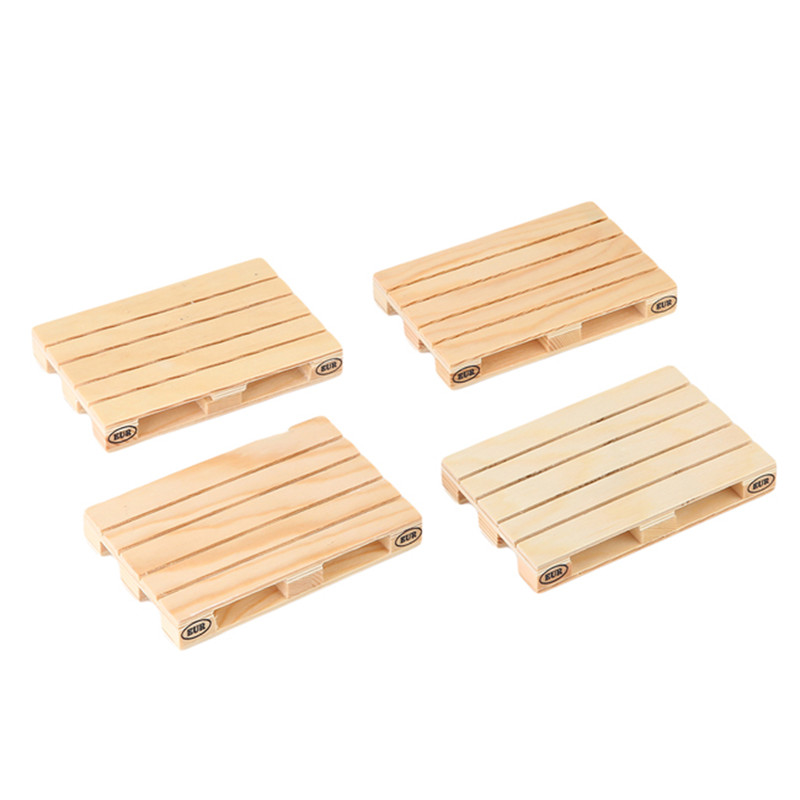 Wholesale- 4pcs/set Rectangle Mini Wooden Pallet Set Whiskey Wine Glass Cup Mat Pad Hot Cold Drink Wood Table Mat Bar Tool IC878076