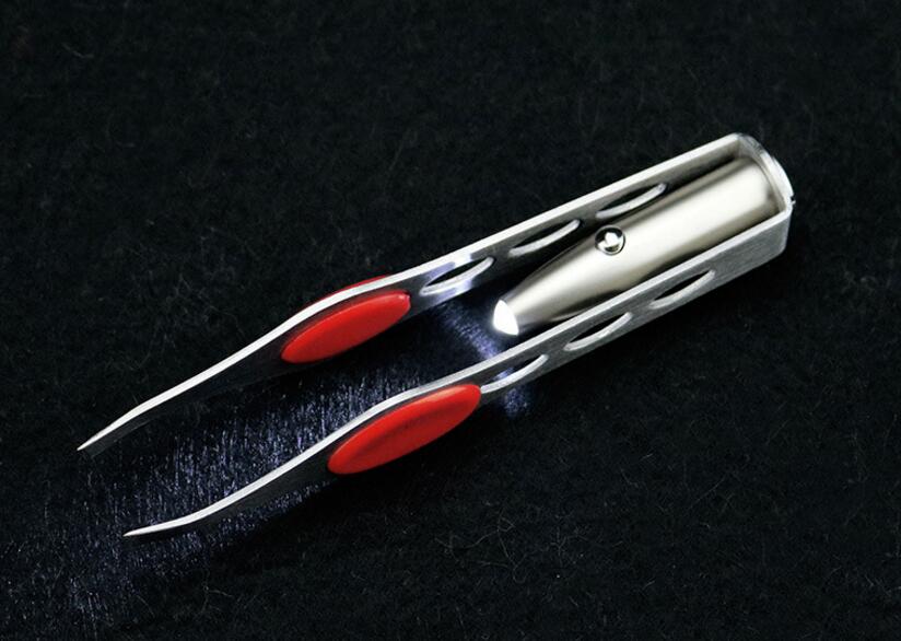 In-business LED TWEEZER Eyebrow Tweezers Lightweight Stainless Steel Handy LED Light Eyelash Eyebrow Hair Removal Tweezers Makeup Tool