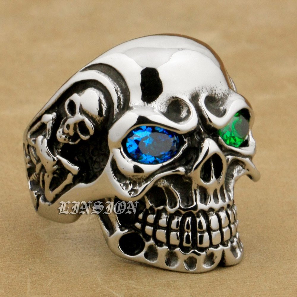 LINSION Huge Heavy 316L Stainless Steel Blue Green CZ Eyes Titan Skull Mens Boys Biker Rock Punk Ring 3A501
LINSION Huge Heavy 316L Stainless Steel Blue Green CZ Eyes Titan Skull Mens Boys Biker Rock Punk Ring 3A501