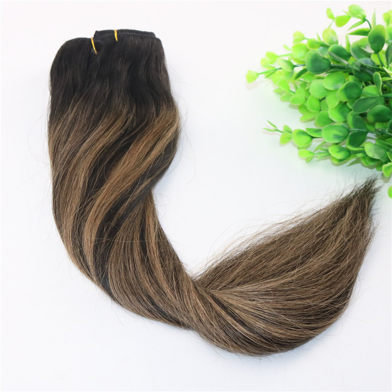 8A 7pieces 120gram Clip In Human Hair Extensions Balayage Ombre Dark Brown Highlights Brazilian Human Remy Hair Thick End