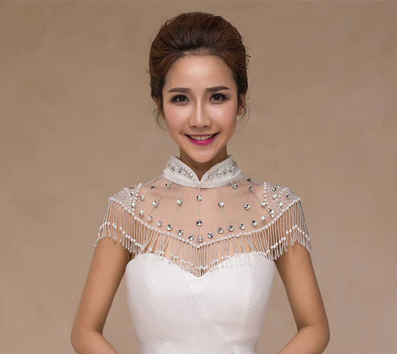 Sinicism High Collar Rhinestone Bridal Wraps Wedding Party Jewelry With Beading Tassel Bridal Accessories Shoulder Chain For Women's Shawls, White
Sinicism High Collar Rhinestone Bridal Wraps Wedding Party Jewelry With Beading Tassel Bridal Accessories Shoulder Chain For Women's Shawls, White