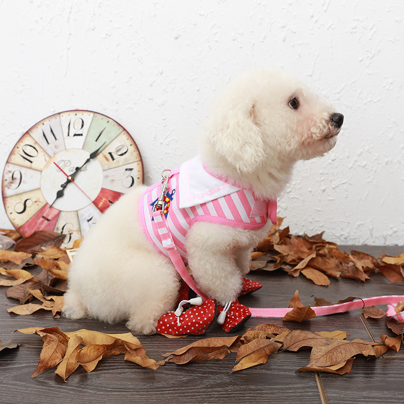 Hot sale dog traction rope chest strap Navy style sailor vest dog chain Teddy small dog rope pet supplies
