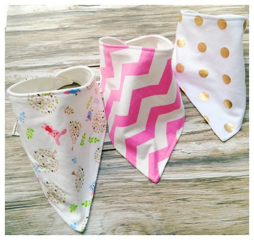 3pc/set Baby cotton Bibs burp Cloths Newborn double layer girls boys Waterproof Triangle Saliva Towel animal owl style bib YE010