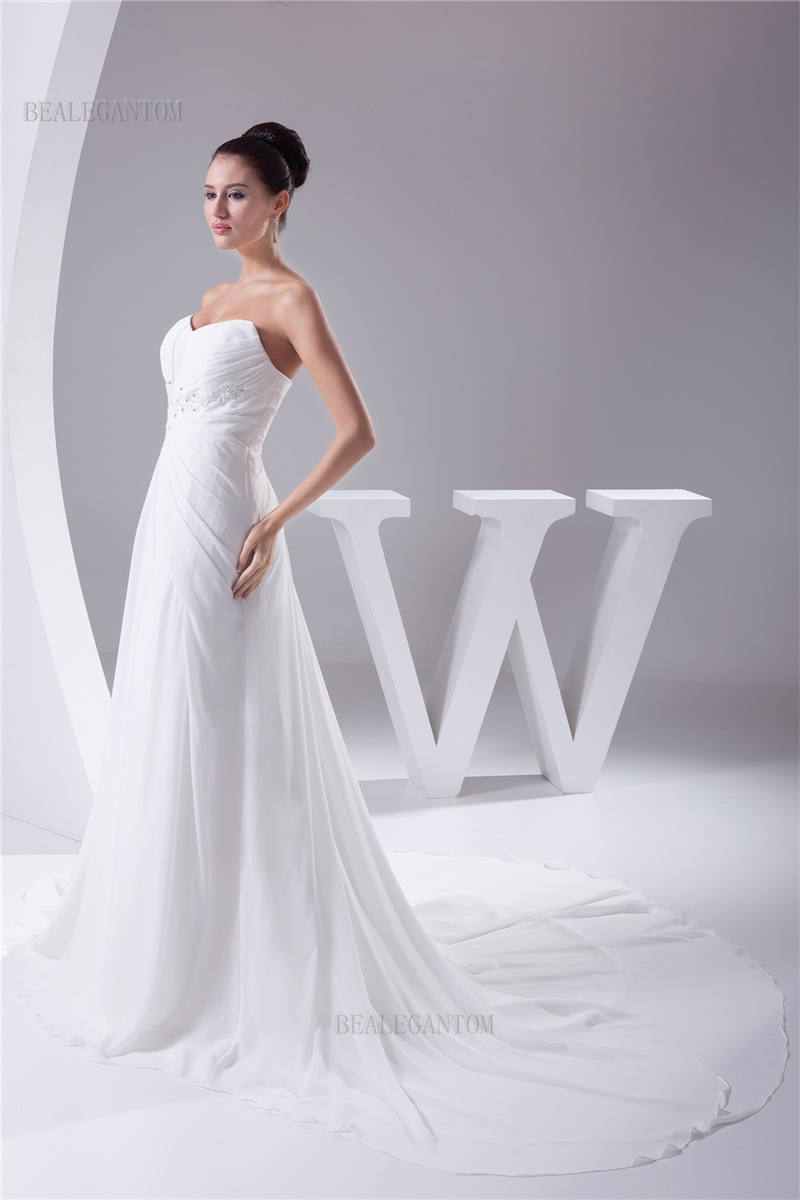 newest elegant sweetheart chiffon wedding dresses aline beaded plus size wedding party bridal gowns bm41