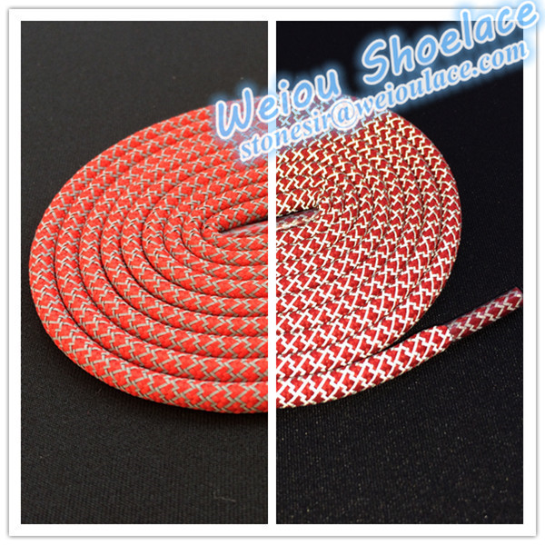 Weiou Multicolored Round Rope 3M Reflective Shiny Light Runner Shoe Laces Visible Safety Shoelaces Custom Shoestrings 140cm