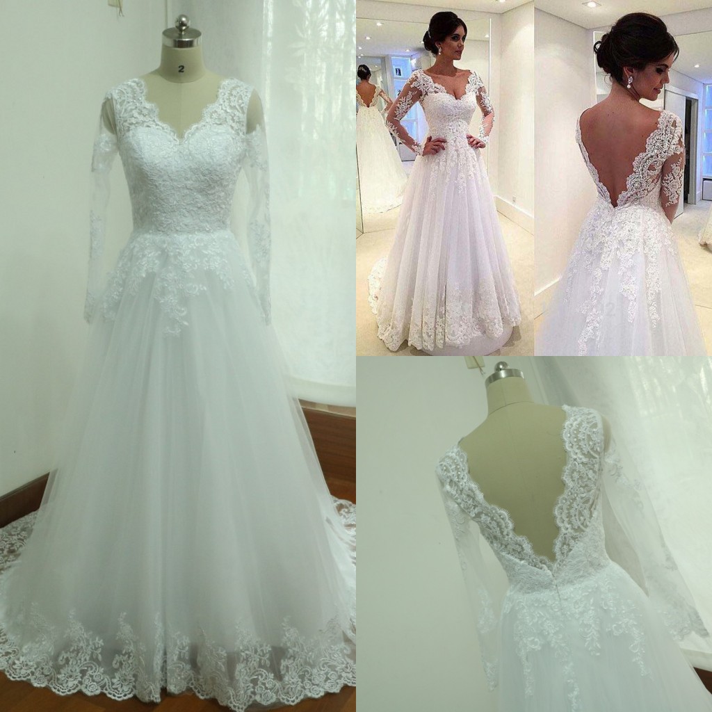 Lace Long Sleeve A-Line Wedding Dresses V Neck Appliques Deep V Back Sexy Cheap Wedding Gowns Vintage Bride Dresses Vestido de novias, Champagne
Lace Long Sleeve A-Line Wedding Dresses V Neck Appliques Deep V Back Sexy Cheap Wedding Gowns Vintage Bride Dresses Vestido de novias, Champagne