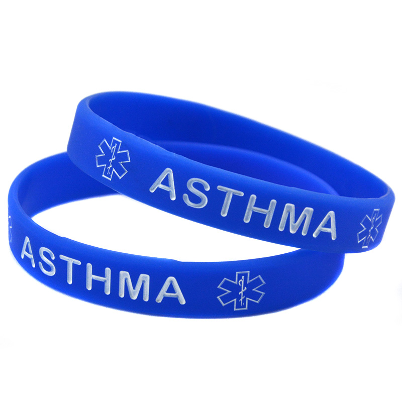 1PC Asthma Silicone Rubber Wristband Adult Size Carry This Message As A Reminder in Daily Life