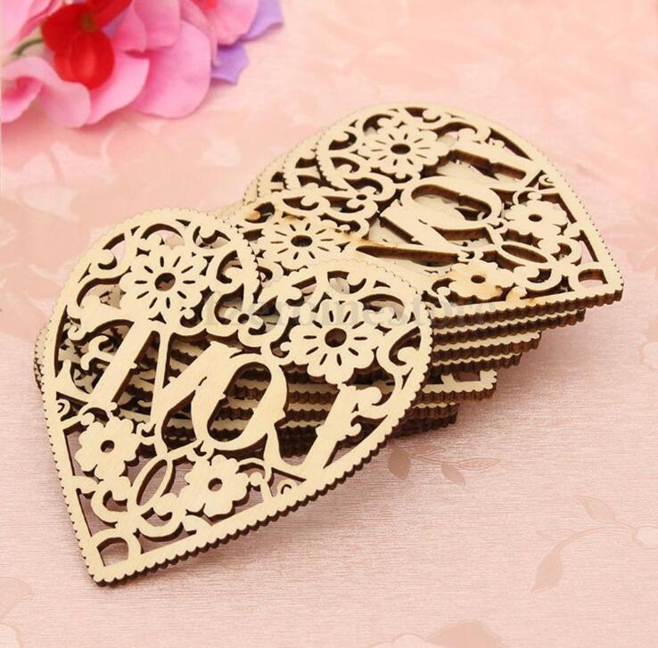 DIY accessories Wood perforated Love by heart The original wood coloured drawing or pattern free shipping WT063