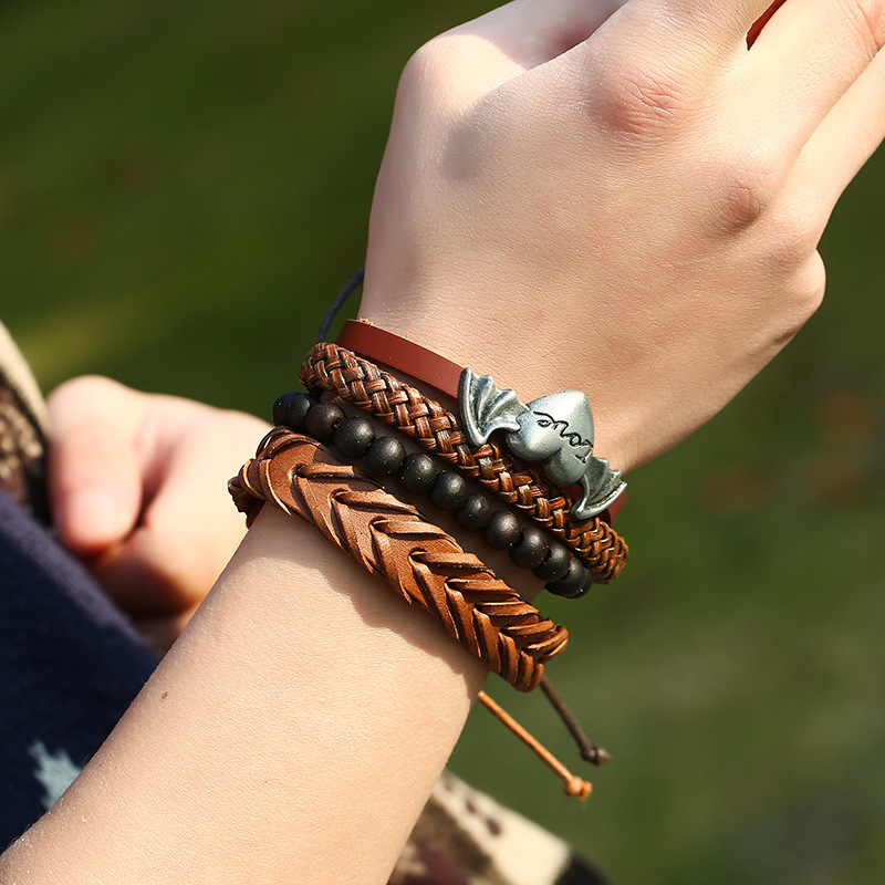 Men Punk Metal Love Heart Wings charm bracelets DIY Handmade Braided Leather Multilayer Chains Bracelet maxi statement fashion jewelry drop ship, Golden;silver
Men Punk Metal Love Heart Wings charm bracelets DIY Handmade Braided Leather Multilayer Chains Bracelet maxi statement fashion jewelry drop ship, Golden;silver