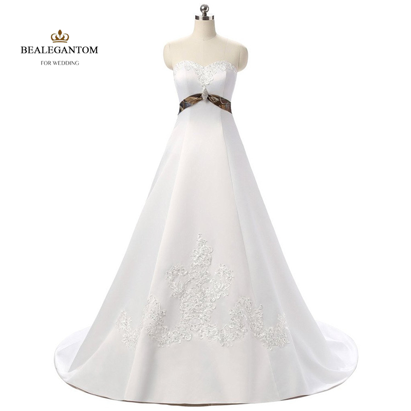 2017 Camo Appliques Beaded Ball Gown Long Camouflage Wedding Dresses Satin Lace Up Wedding Party Dress Bridal Gowns, White
2017 Camo Appliques Beaded Ball Gown Long Camouflage Wedding Dresses Satin Lace Up Wedding Party Dress Bridal Gowns, White