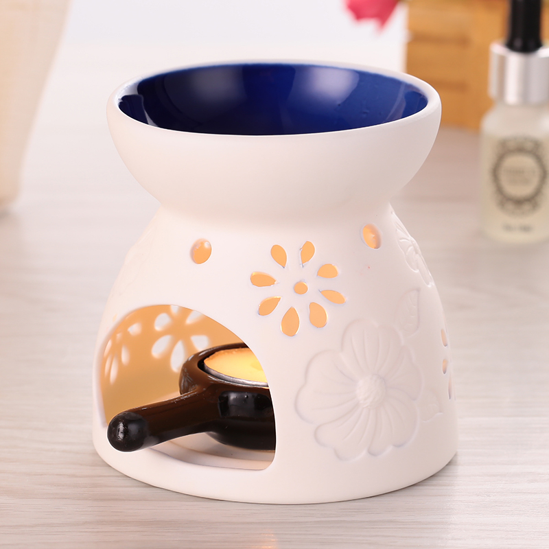 Wholesale- Fragrance Lamp Holder Furnace Incense Censer Lights Classic Pink Glaze Ceramic Oil Burner Candle Home Decor