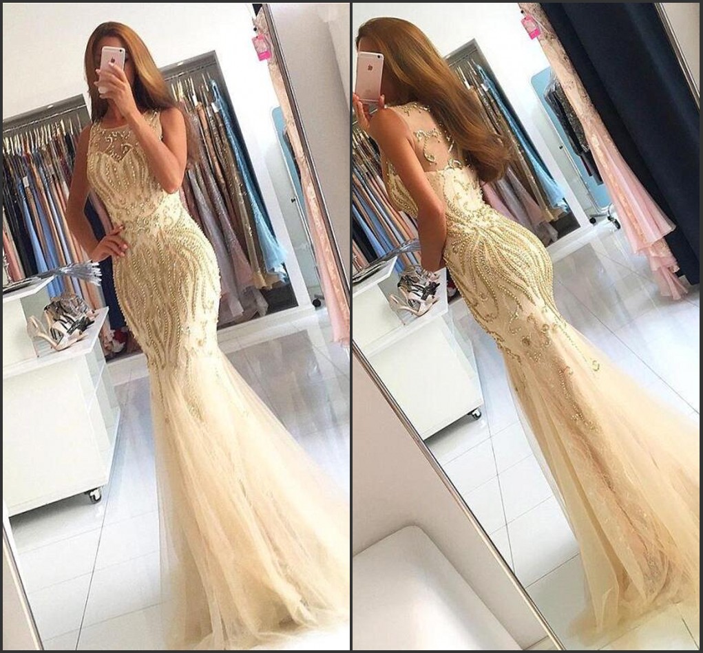 Luxury Champagne Mermaid Evening Dresses 2018 Sheer Bateau Neck with Beads Crystal Floor Length Long Prom Party Gowns Pageant Wear BA6133, Pink
Luxury Champagne Mermaid Evening Dresses 2018 Sheer Bateau Neck with Beads Crystal Floor Length Long Prom Party Gowns Pageant Wear BA6133, Pink