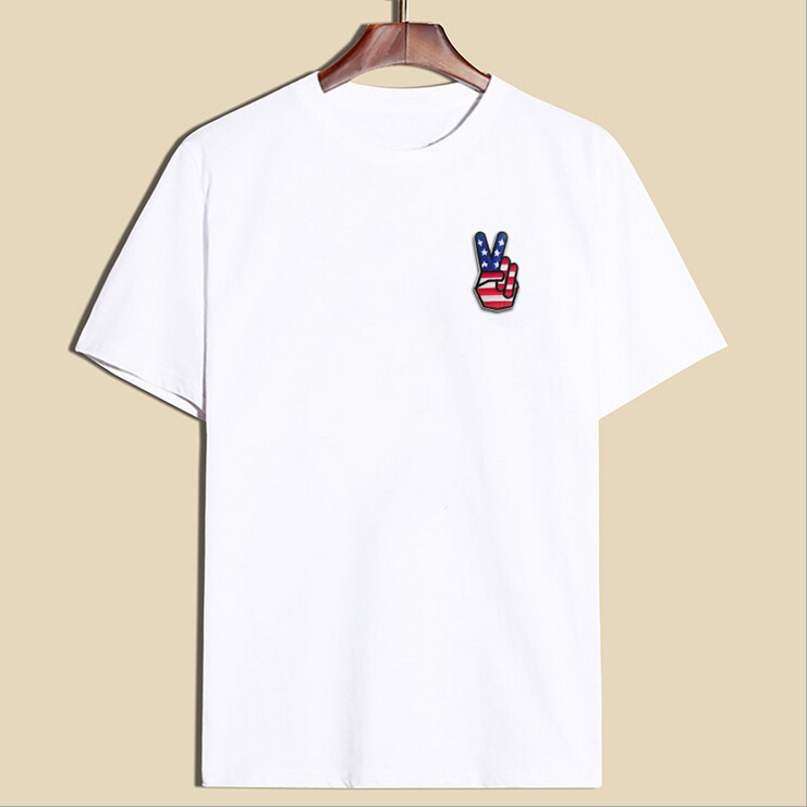 New style fashion Wish the west hip-hop casual women's men's cotton chest embroidery victory sign short sleeve T-shirt, Black
New style fashion Wish the west hip-hop casual women's men's cotton chest embroidery victory sign short sleeve T-shirt, Black