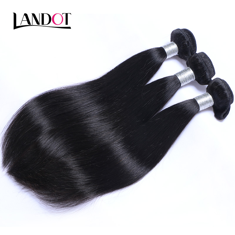 Brazilian Virgin Remy Human Hair 3 Bundles with Lace Top Closures Malaysian Peruvian Indian Cambodian Mongolian Straight Hair Weaves Closure