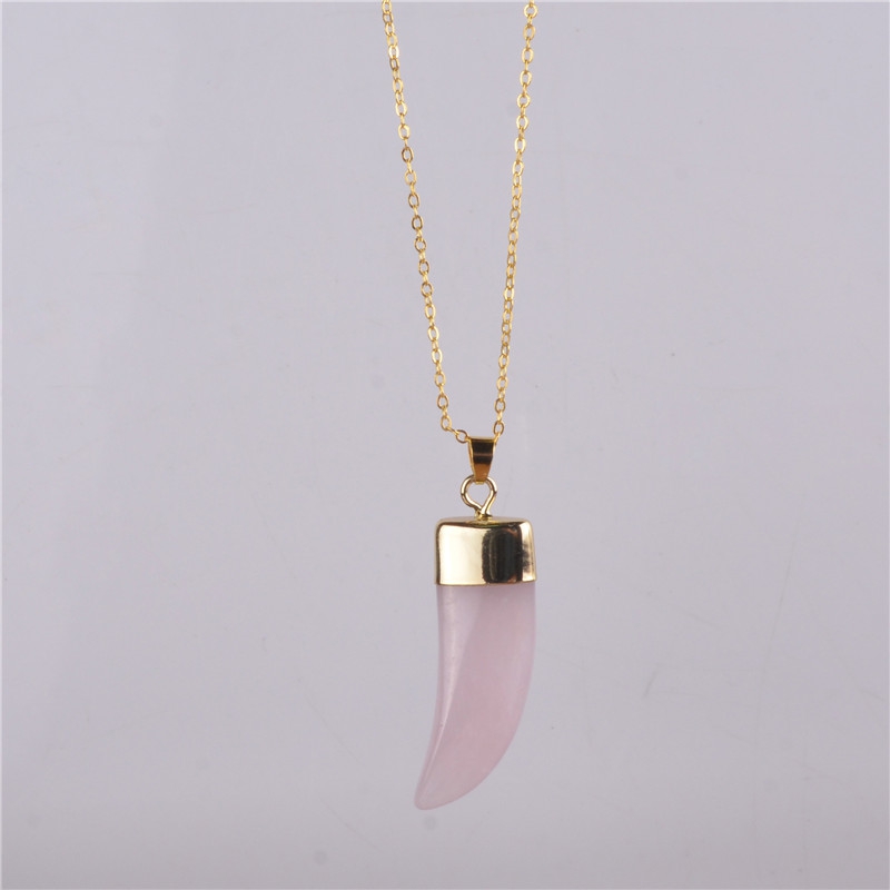 2017 New Vintage Bullet Quartz Crystal Necklace Pendant For Women Gold Chain Natural Stone Amethyst Necklaces & Pendants Jewelry Bijoux