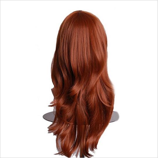 Women 28" Brown Long Curly Synthetic Cosplay Wigs For Party Christmas High Temperature Fiber Hair Purple Red Green