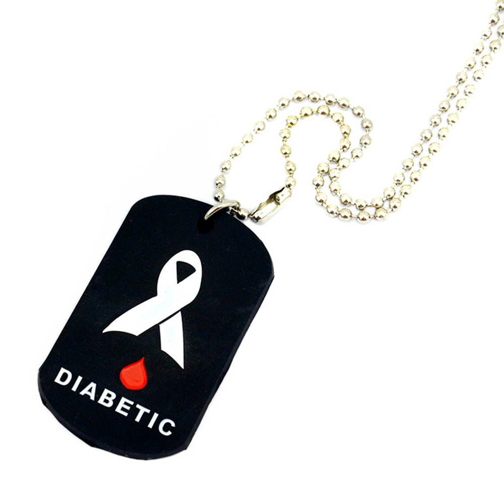 50PCS DIABETIC Silicone Dog Tag With 24 Inch Ball Chain A Great Alternative Style Reminder Necklace