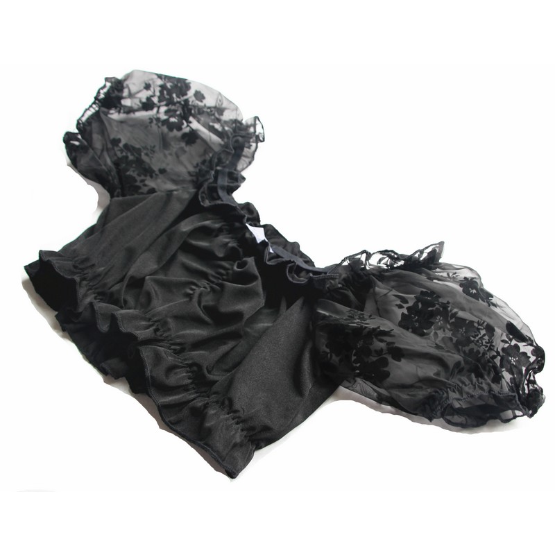 2017 New Fahion Women's Lolita Halloween Lace Mesh Rose Floral Sleeves Costume Short Corset Crop Top Blouse Shirt Scoop Neck Solid Color