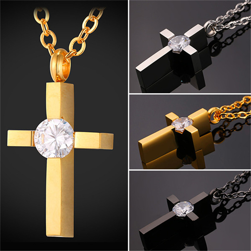 Quality Stainless Steel Cross Pendant Necklace with Clear Cubic Zirconia 18K Real Gold Plated Jewelry for Women Men
Quality Stainless Steel Cross Pendant Necklace with Clear Cubic Zirconia 18K Real Gold Plated Jewelry for Women Men