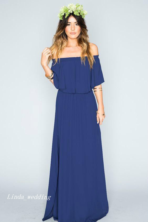 Long Cheap Summer Beach Bohemian Formal Bridesmaid Dress Mixed Style Chiffon Side Split Boho Maid of Honor Gown Plus Size Custom Made