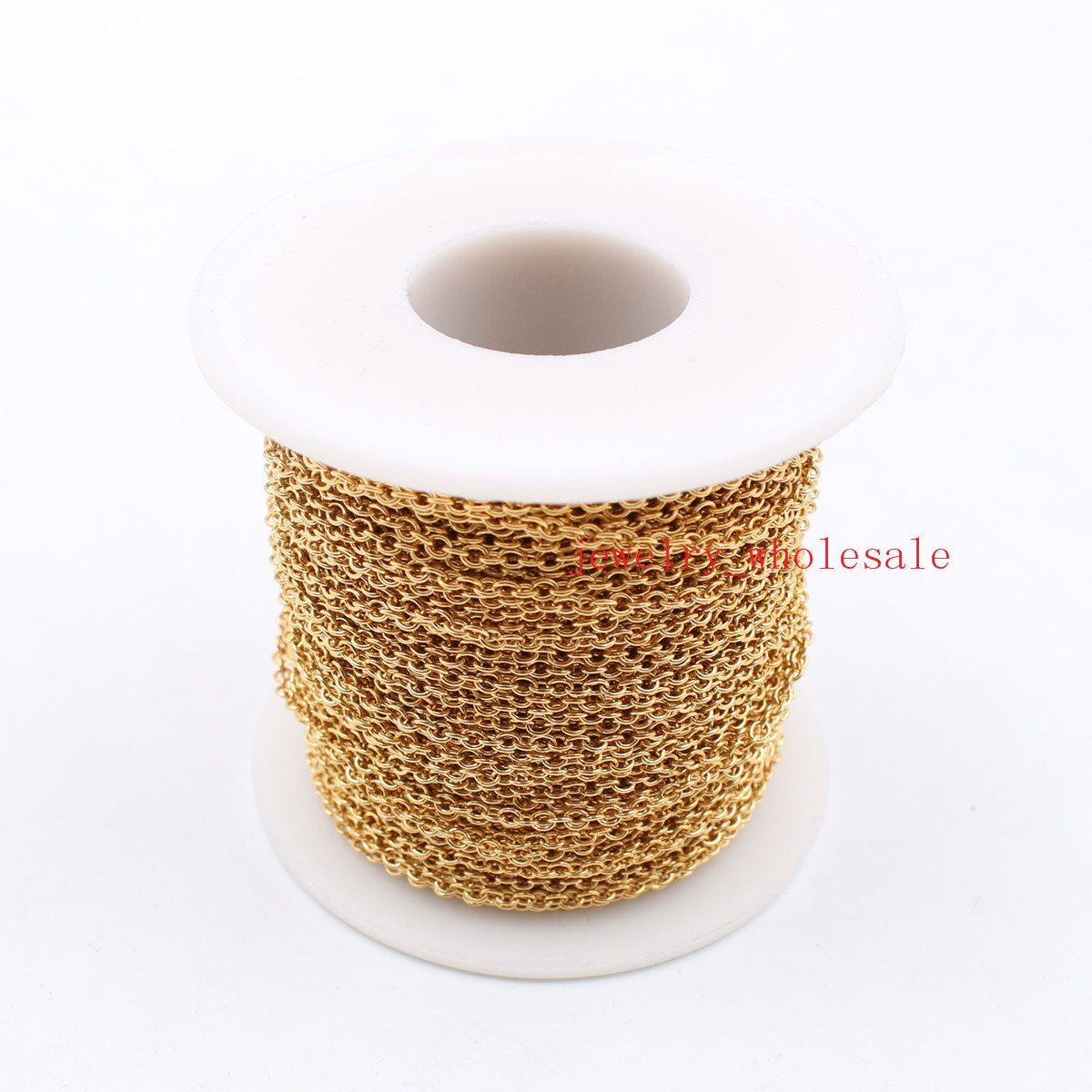 Hot selling 50meter/Roll wholesale Jewelry Finding Chain Gold Stainless Steel Strong thin 2mm Links soldered Flat Link Oval Chain JEWLERY