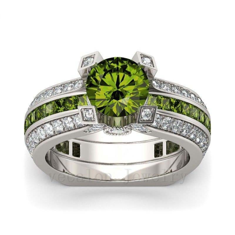 Sterg Sier Olive Topaz Gemstone Ring for Women