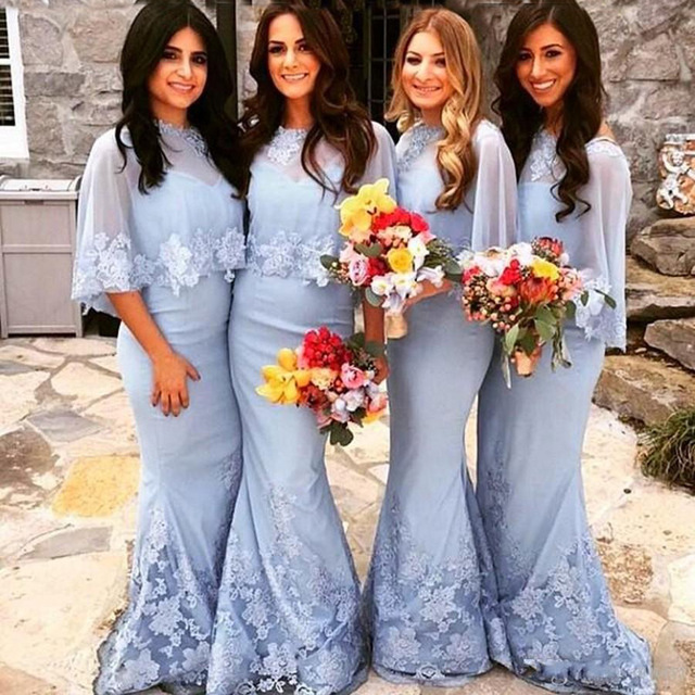 New Blue Mermaid Lace Bridesmaid Dresses Shawl High Neck Bridesmaid Dress Elegant Arabia Wedding Party Dresses Long Bridesmaid Dress
New Blue Mermaid Lace Bridesmaid Dresses Shawl High Neck Bridesmaid Dress Elegant Arabia Wedding Party Dresses Long Bridesmaid Dress