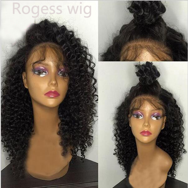 New Womens Fashion Deep Curly Wig Frontl Lace Human Hair Wigs With Baby Hair