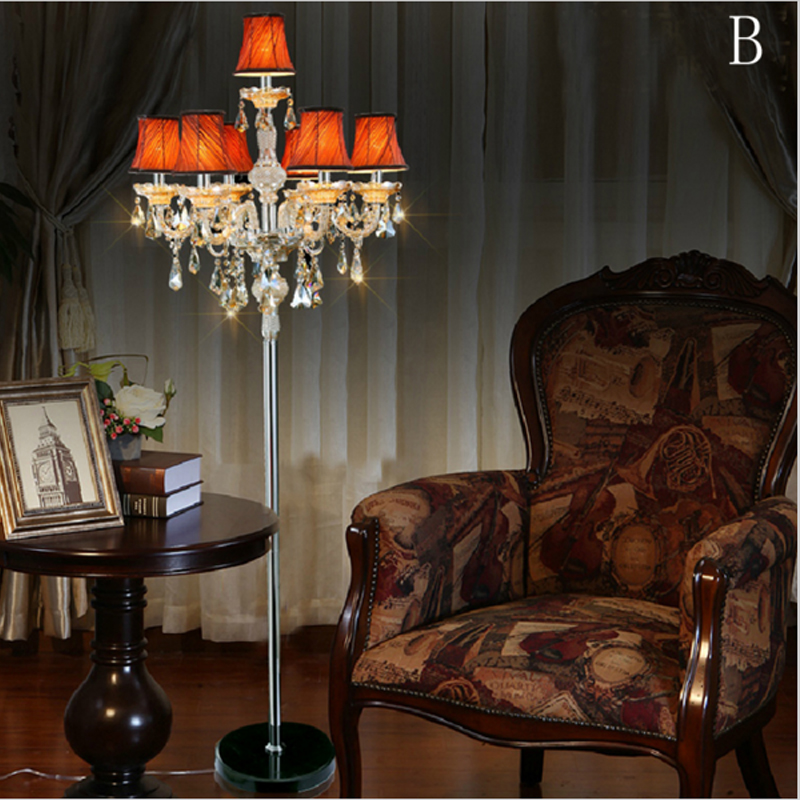Modern Floor Lamp Bedroom Luxurious Living Room with Lampshade LED Floor Lights Foyer Candle Holder Crystal Standing Lighting Fixture