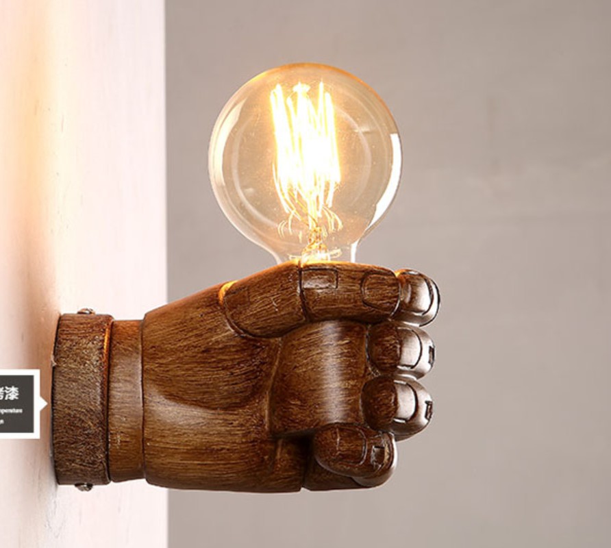 Vintage personality bedside stair balcony wall light hand art lamp Fist wall lamp AC110V-250V