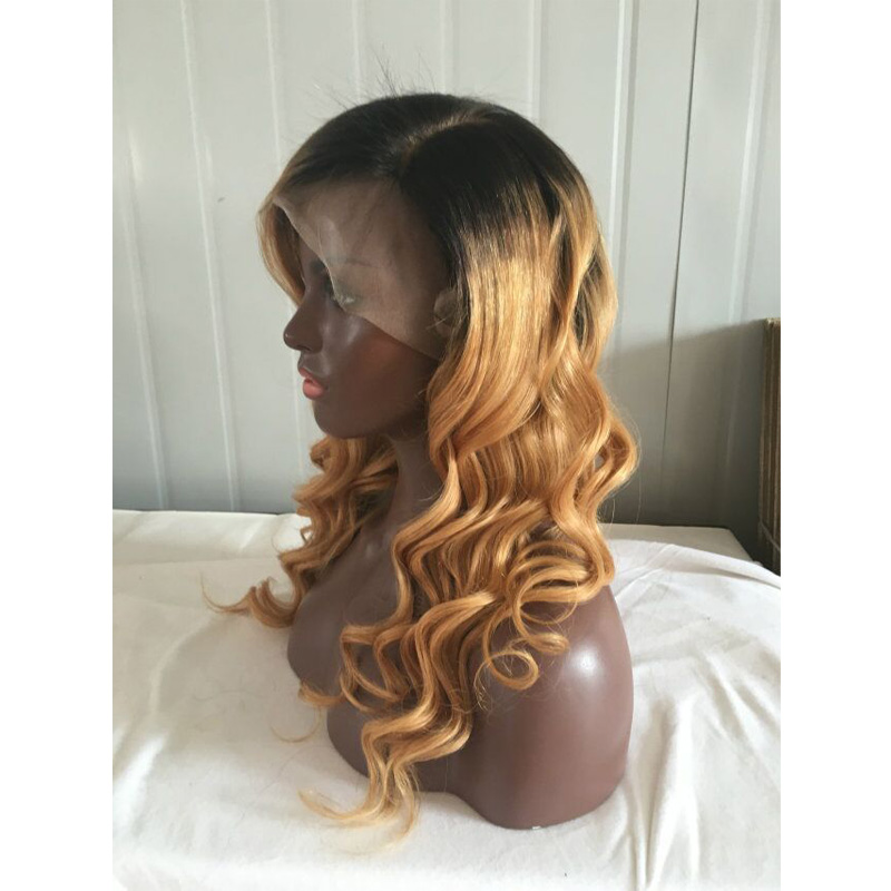 #T1B/27 Two Tone Glueless Full Lace Human Hair Wigs For Black Women Virgin Hair Body Wave