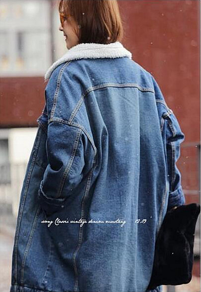 Womens Long Trench Coats Cashmere Lap Long Denim Coat Woolen Thick Cotton