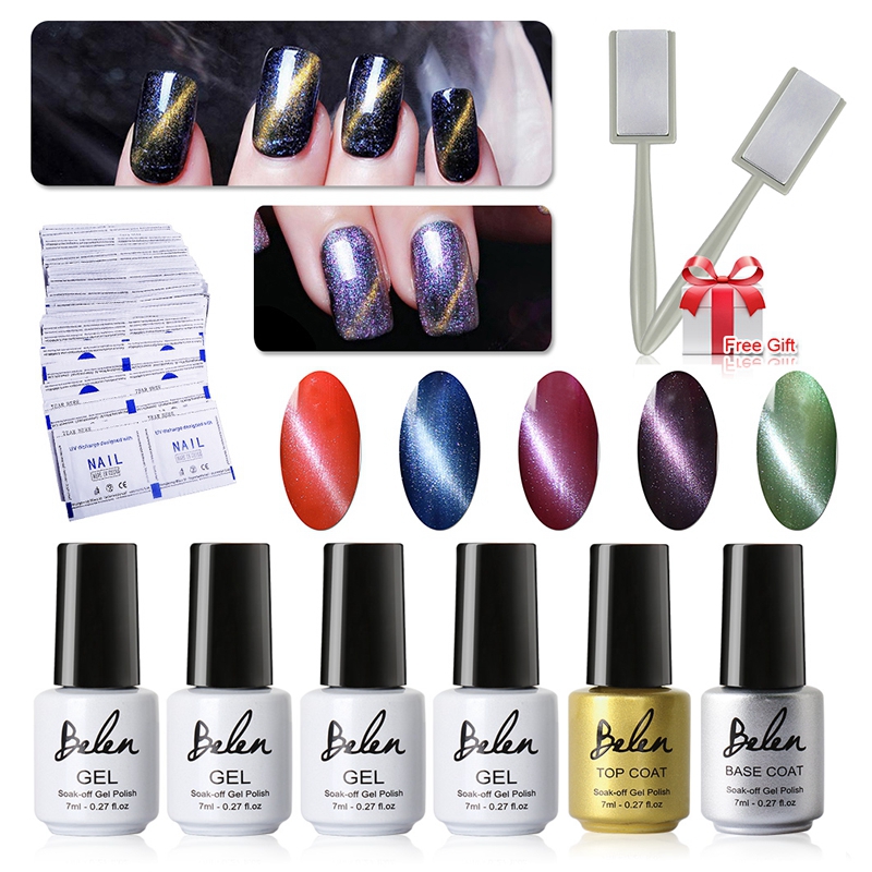 Wholesale- Belen UV LED Cat Eye Gel Polish 5pcs Soak Off Magnetic Gel Polish and Top Base Coat 50 Remover Wrap Free Magnet Stick Magnet Gel
Wholesale- Belen UV LED Cat Eye Gel Polish 5pcs Soak Off Magnetic Gel Polish and Top Base Coat 50 Remover Wrap Free Magnet Stick Magnet Gel