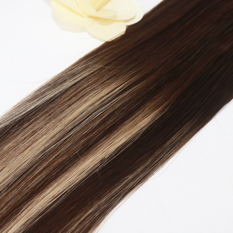 Evermagic 20pcs 50g Two Tone Color#3 Fading to #24 Mixed Honey Blonde Colorful Highlight Balayage Seamless Tape in Human Hair Extensions