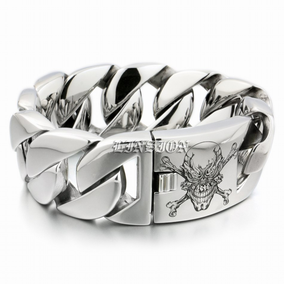 LINSION 6 Lengths Deep Laser Engraved Pirate Skull Huge Heavy 316L Stainless Steel Mens Biker Rock Punk Curb Link Bracelet 5C104
LINSION 6 Lengths Deep Laser Engraved Pirate Skull Huge Heavy 316L Stainless Steel Mens Biker Rock Punk Curb Link Bracelet 5C104